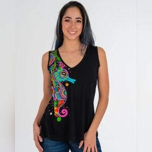 NW/OT!! AY GUEY "VALLARTINA" SLEEVELESS TRAPEZE TANK TOP~BLACK~ SIZE LARGE